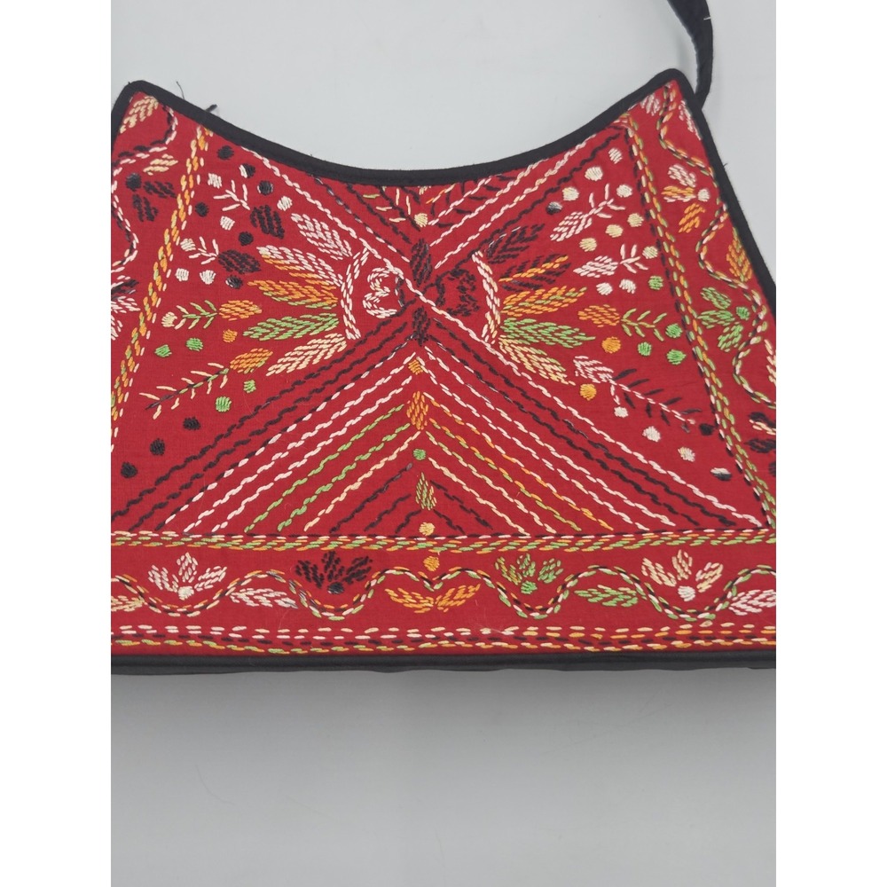 Boho Embroidered Floral Red Shoulder Bag Tote Hippiecore